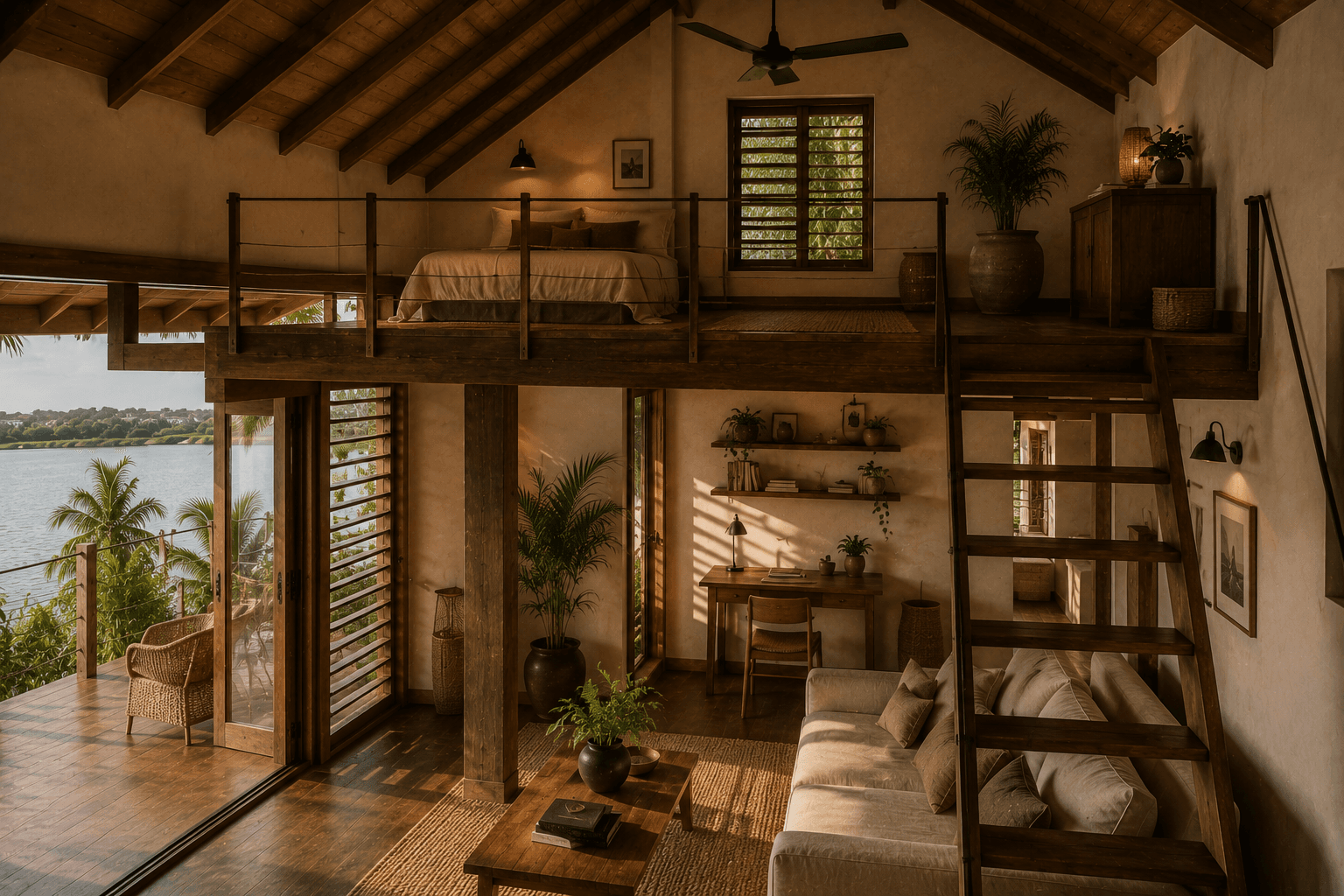 The Loft at Salt & Timber, with a sleeping level above the shared living space.